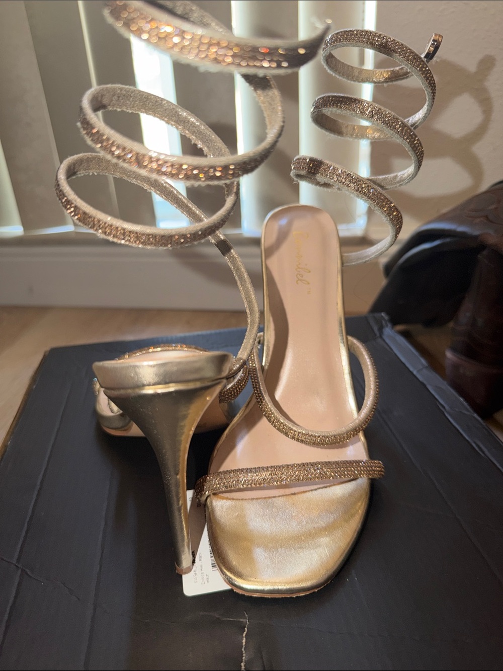 Bonnibel Gold Spiral Wrap Stiletto Sandals - Picture 3 of 3